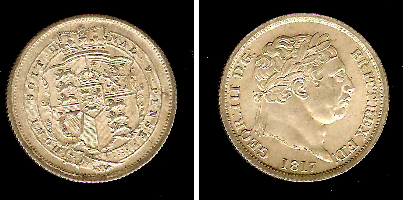 English Shilling George III 1817 Unc.